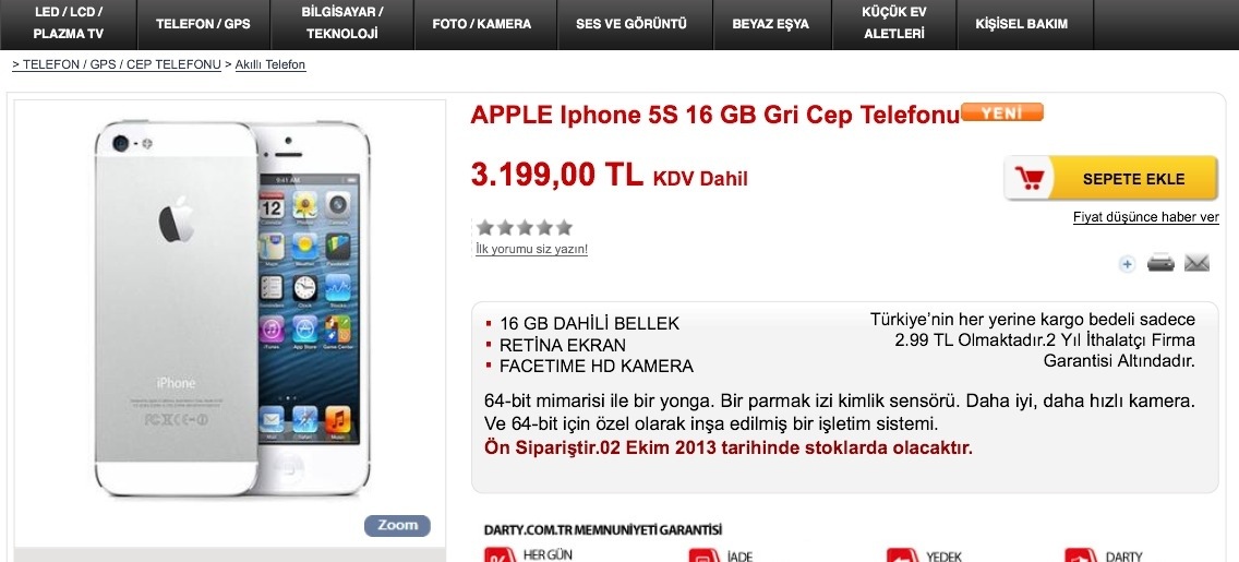 iPhone 5S Gerçekten 3199TL mi?